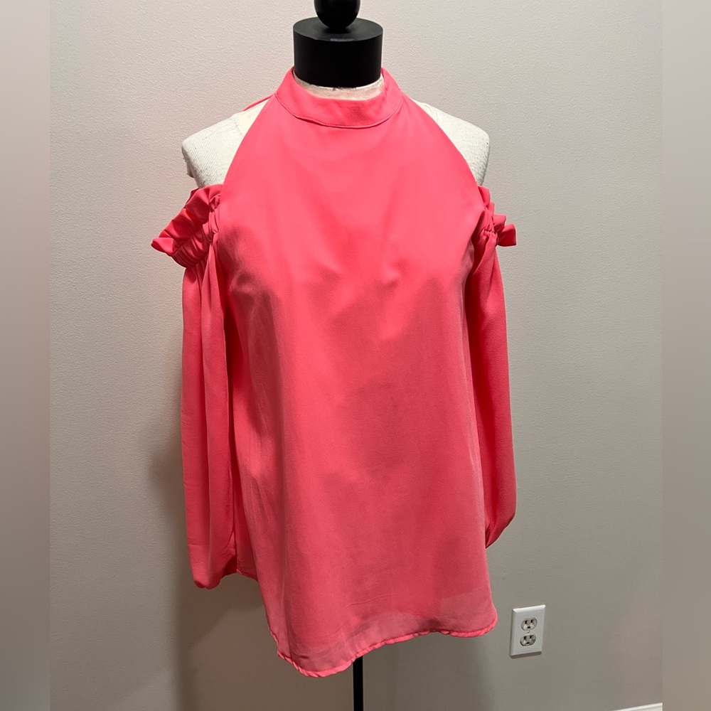 Emma G Long Sleeved blouse | Cold shoulder blouse | Date Night | pink shirt